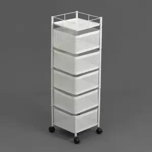 [JED] 회전 화이트 철제 트롤리 5단