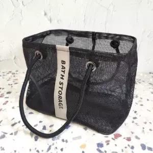 비치백 메탈 프레임 메쉬 목욕바구니 블랙 소형