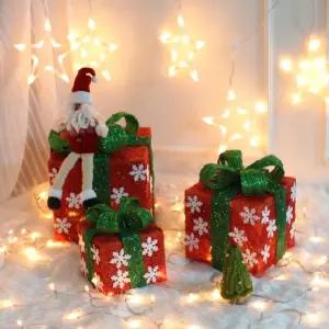 크리스마스인테리어소품 눈꽃 선물상자 3종세트 트리 용품 장식품 데코