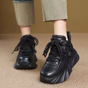 가을 캐주얼 여자 플랫 두층소가죽 스니커즈 단화 키높이 화 원픽3