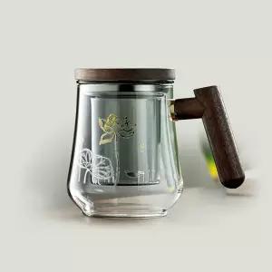 차우리기 유리필터컵 YH105 380ml 거름망티팟 티팟 포트 찻주전자 스텐 잎차 숙우