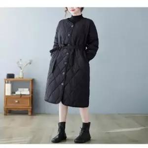 [의류] F51500 벨트 분리 퀄팅 경량 솜 롱 야상 패딩 점퍼