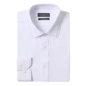 란체티 자수 포인트 스판 소재 화이트 슬림핏 긴소매 셔츠 LVF4902WH