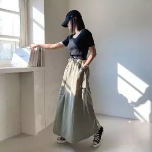 [하프클럽/]여자 나일론 빅사이즈 MAXI 고무줄 폴리 스커트