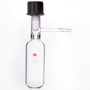 SYNTHWARE 솔벤트 보관병, 두꺼운 벽, Schlenk, 완전 포장 PTFE, 붕규산염 유리, F58, 고진공 밸브