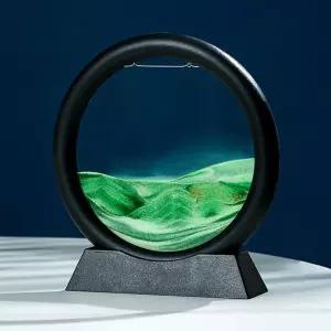 슬로우 모래멍 샌드 아트 액자(블랙+그린)탁상용 홈갤러리 멍액자 집들이선물 자취 인테리어용품 꾸미기 침