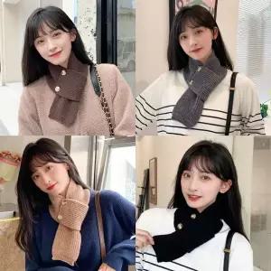 [셀러에이드]데일리 투단추 여성 니트 머플러 목도리 쁘띠 가을 겨