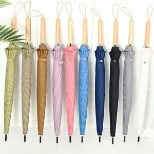 [셀러에이드]우드 손잡이 튼튼한 칼라풀 장우산 16k 방수 자동 장