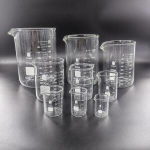 SYNTHWARE 두꺼운 벽 비커, 이중 체중계 마크, 낮은 형태, 눈금, 붕규산염 유리, B20 B22 B23