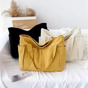 [셀러에이드]포켓캔버스백 에코 숄더 쇼퍼 텀블러 기저귀 백 가방