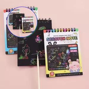 쌍문상회 스크래치페이퍼 컬러링북 색칠공부 미술놀이 그라데이션 나무펜 매직그림판