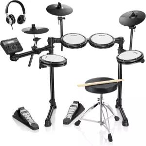전기 드럼 도너 DED-200 라이트 전자 키트 450개 이상의 사운드 USB MIDI 조용한 메시 패드 왕좌 헤드폰