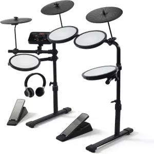 조용한 드럼 패드 4개 페달 스틱 2개 헤드폰 195개의 사운드가 있는 전자 세트 초보자를 위한 키트 20개