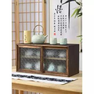 빈티지 원목 수납장 홈카페 그릇장 유리식기 옛날찬장