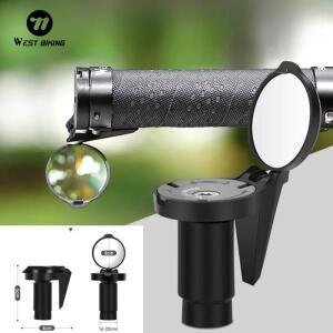 서쪽 자전거 2PC 백미러 조정 가능한 볼록 거울 범용 회전 핸들 바 엔드 MTB 도로 액세서리