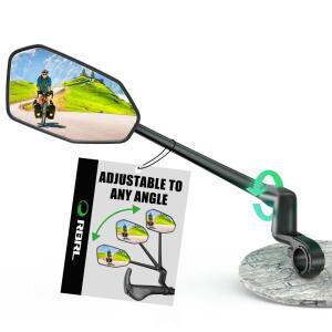Easydo 자전거 백미러 LED 전기 거울, 360 회전식 암, 스쿠터 사이클링 핸들 바용 집열판각