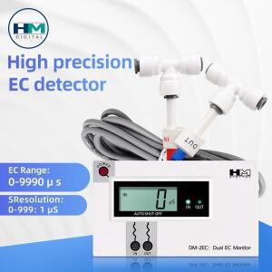 디지털 온라인 수질 검사기, 듀얼 프로브 TDS 계량기 LCD DM-2 EC 모니터, 수돗물 어항용 입구 출구 감지