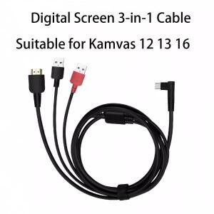 Havapen 3-in-1 케이블 para kamvas 13 태블릿 모니터 caneta 디스플레이 LEDmi dp sinal tipo c porta fac