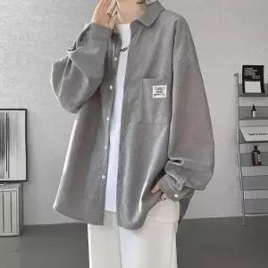 슬램덩크 남자 솔리드 셔츠 코듀로이 긴팔 내장 마모 빅사이즈 HO1