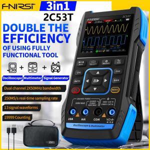 FNIRSI 2C53T 업그레이드 50MHz 휴대용 디지털 오실로스코프 멀티미터 신호 발생기 3 in 1 듀얼 채널 자동