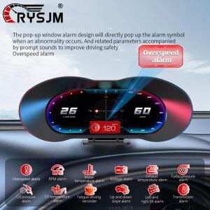 P5 자동차 OBD GPS HUD 6.2인치 헤드업 디스플레이 경사계 온보드 컴퓨터 속도 RPM 수온 오일 온도 과속 경