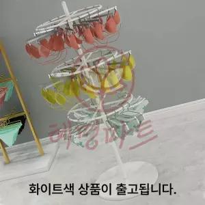 [혜명마트] 회전 진열대 3단 화이트 브라팬티 비키니 행거선반 회전행거 제품진열대