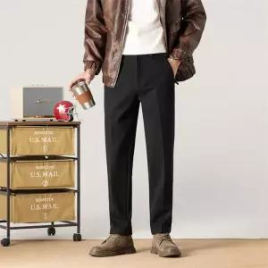 EAMT 바지 남성용 캐주얼 면바지 모직바지 스판 허리끈 논스톱 기모 YJ1