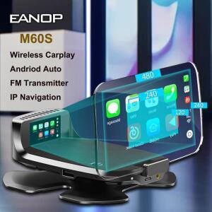 EANOP M60s 미러 HUD 7인치 OBD2 헤드업 디스플레이 (범용 차량용 미디어 프로젝터, 무선 카플레이 및 안드