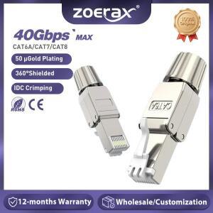 ZoeRax RJ45 Cat8 Cat7 Cat6A 커넥터 도구가 필요 없는 재사용 가능한 이더넷 종단 플러그, 인터넷 빠른 현