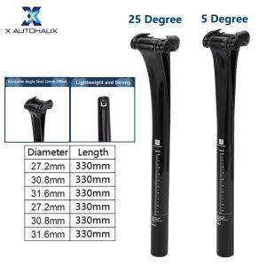XAutohaux 자전거 시트 포스트 27.2x330mm 30.8x330mm 카본 파이버 블랙 조절 가능한 각도 12mm 오프셋