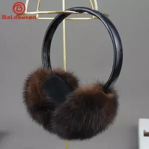 겨울 럭셔리 여성용 100% 천연 밍크 퍼 귀마개 야외 밍크 퍼 귀마개 소녀 겨울 귀 보호