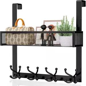 도어 후크 정리함 - 코트 의류 수건 욕실용 백 스토리지 옷장 대학 기숙사 블랙을 걸 수 있는 16개의 2개의