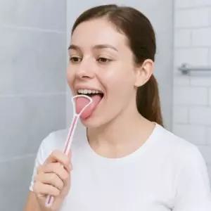 구취제거 혀클리너 4개입 핑크 플라스틱 혀 스크래퍼 입냄새 관리