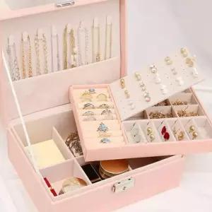 액세서리 보관함 케이스 악세사리 핑크 2단보석함 상자 선물 쥬얼리 주얼리 반지 예물 예물함 반지보