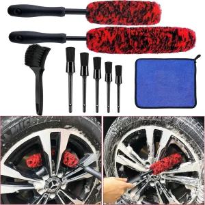 9Pcs 휠 타이어 브러시 세트 - 림 및 스포크용 청소