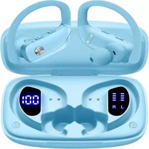 80H 플레이타임 LED 디스플레이 케이스가 장착된 bmani 이어버드 무선 블루투스 헤드폰 마이크가 오버이어