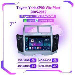 7인치 자동차 멀티미디어 플레이어 토요타 야리스 XP90 비츠 플라츠 2005-2012 2DIN 안드로이드 GPS 내비게
