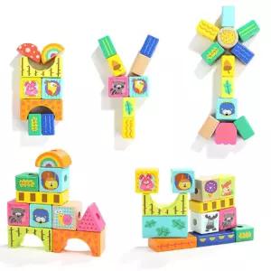 장난감 입체 유치원 원목 완구 어린이집 실꿰기 소근육 블록 블럭 [m568E70]