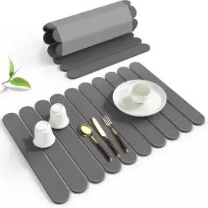 주방 카운터용 대형 돌 접시 건조 매트 빠른 규조토 흙 병 컵용 롤업 고흡수성 및 미끄럼 방지