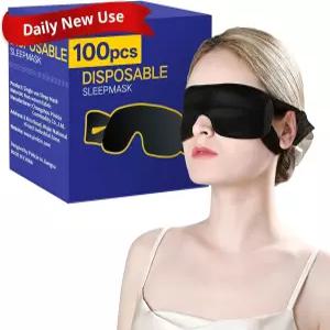 CROUVM 100팩 일회용 수면 마스크 벌크 남성 여성용 블랙아웃 블라인드 여행 요가용 소프트 파티 게임 팀