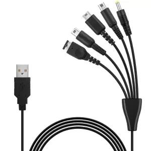 Wii U/Nintendo DS Lite/2DS/3DS/Gameboy Advance SP/PSP용 5-in-1 USB 충전 케이블 연결 모든 XL/LL