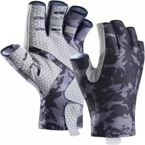 CHSMONB 낚시 장갑 UPF50 태양 자외선 차단 핑거리스 남성 카약 노 젓기 패들링 카누 사냥용