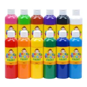 키즈 핑거페인트250ml 12색 세트 물감놀이 미술 어린이 페인팅 오감발달 그림 촉감