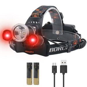 보루잇 RJ 3000 LED 충전식 헤드램프 헌팅 라이트 초밝은 낚시 3가지 레드 모드