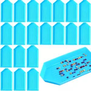 20개의 블루 다이아몬드 아트 페인팅 트레이 3.5x1.9인치 비드 분류 린스톤 정리 액세서리 및 5D DIY 공예