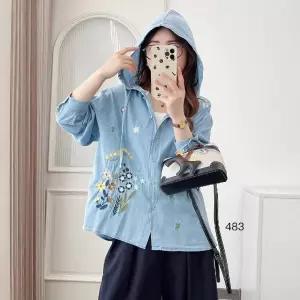 스파이더맨 여성 데님 빈티지 가을 아우터 톱 카디건 셔츠 자수 긴팔 후드 OPH3