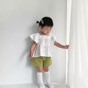 잔꽃자수 아동 린넨 블라우스 반바지세트 205164 옷 코디 나시 아기 상하세트 유아 여아