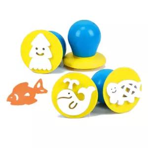 에그 스탬프 바다속이야기 4종 세트 찍기놀이 물감 미술 어린이 스펀지 잘찍히는