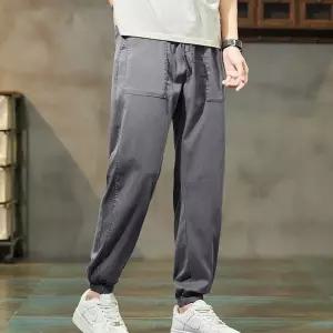 EAMT 팬츠 캐주얼 남성용 배기핏 얇은 배기팬츠 스트링 조거 YJ1