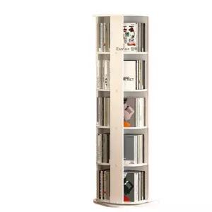 거실 회전책장 회전식 책꽂이 수직 5단 진열대 화이트 북타워